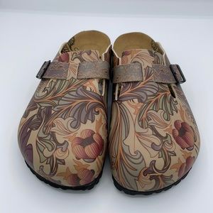 Calceo Pink Purple Orange Floral Patterned Clogs